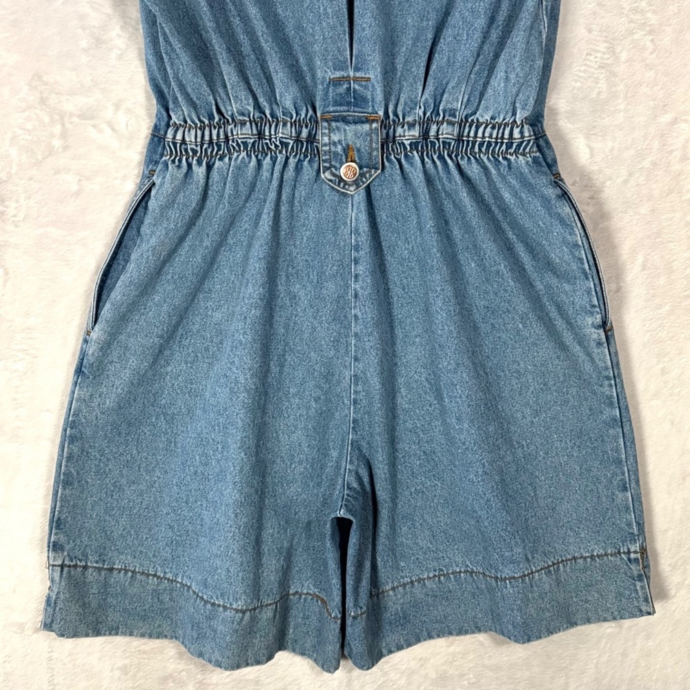 Vintage Bill Blass Denim Romper Jean Jumpsuit Medium P Utility Safari Nautical - Picture 5 of 15